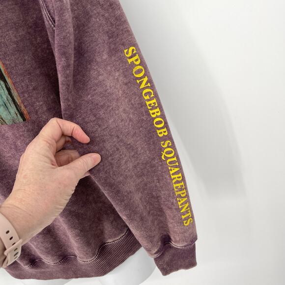 Nickelodeon SpongeBob Squarepants Women's Hoodie Size L Acid Wash Purple - Picture 4 of 10